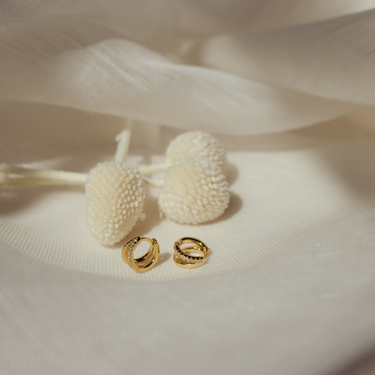 Double Hoop Huggie Earrings by Caitlyn Minimalist