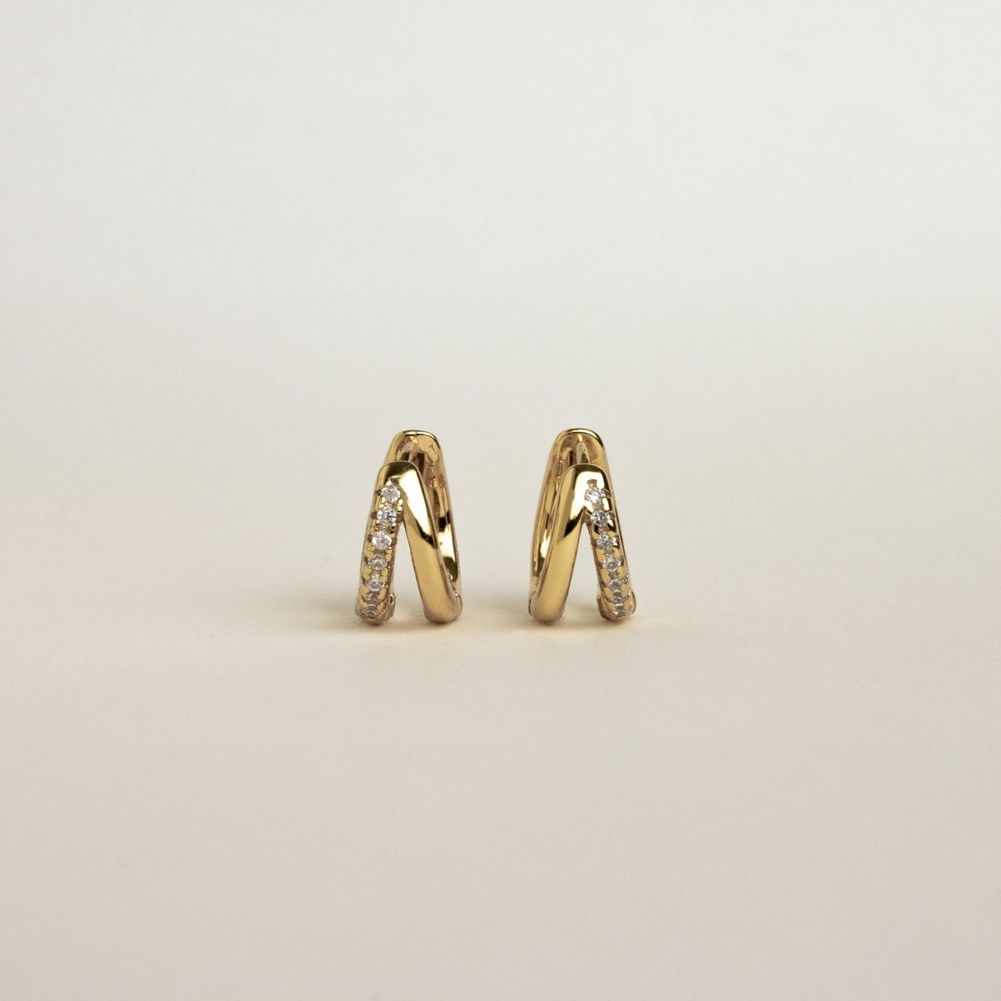Double Hoop Huggie Earrings by Caitlyn Minimalist
