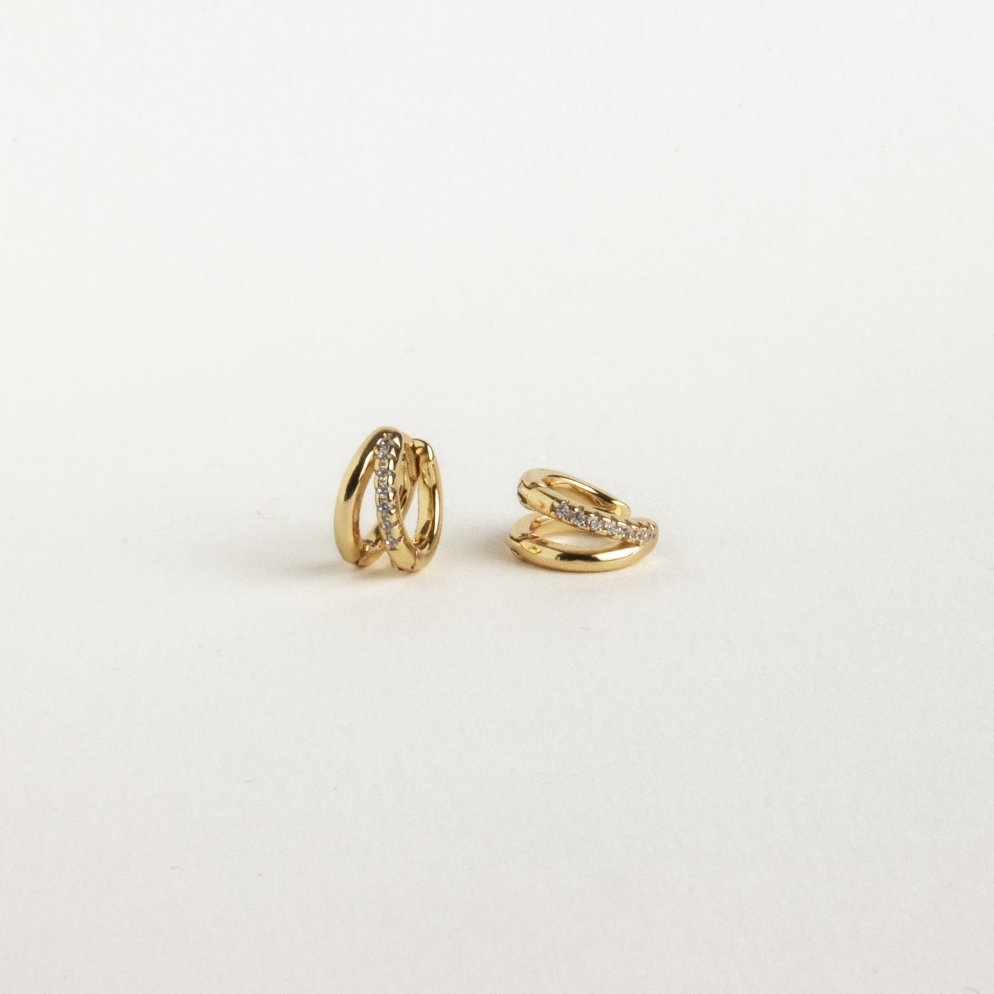 Double Hoop Huggie Earrings by Caitlyn Minimalist