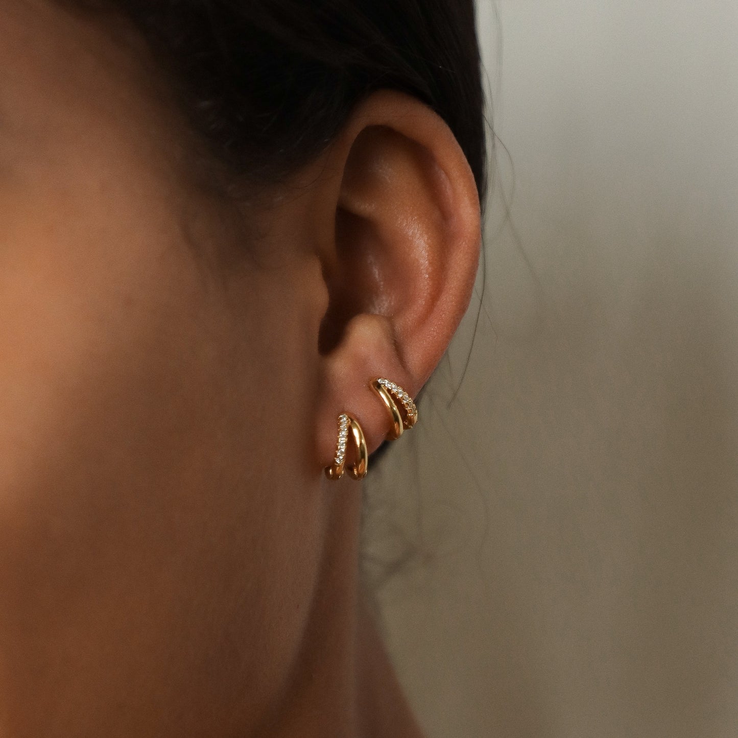 Double Hoop Huggie Earrings by Caitlyn Minimalist