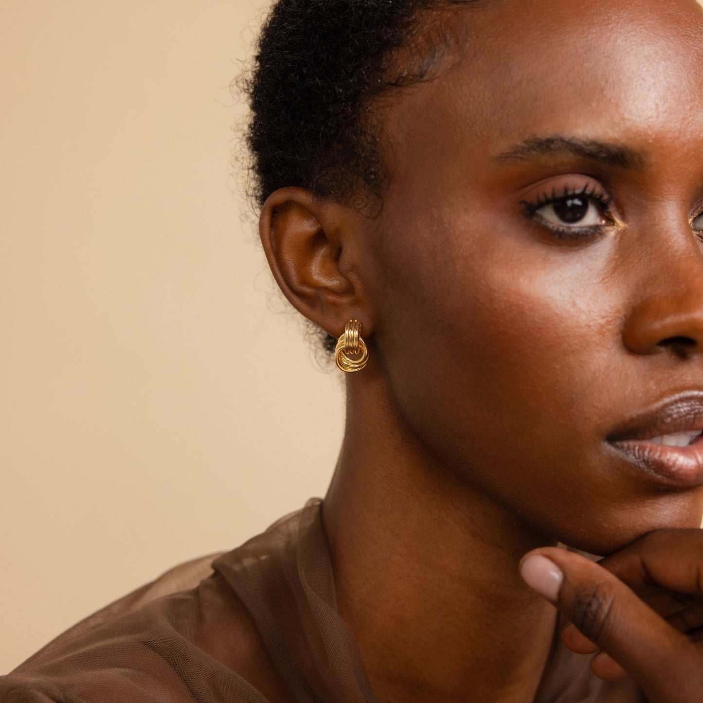Mini Double Hoop Stud Earrings