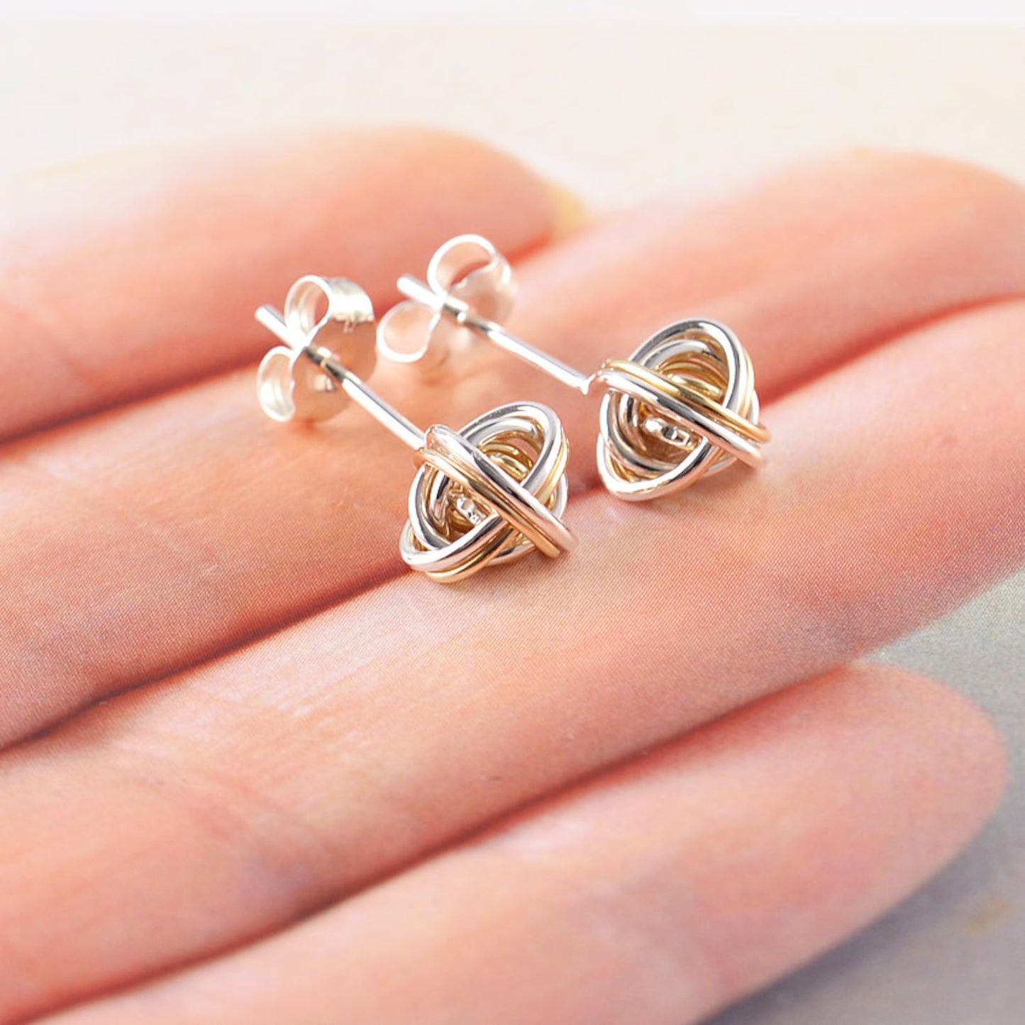 Gold Silver Knot Studs