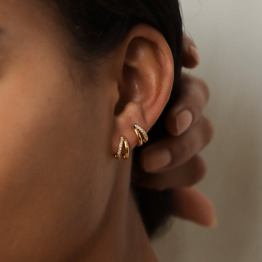 Double Hoop Huggie Earrings by Caitlyn Minimalist