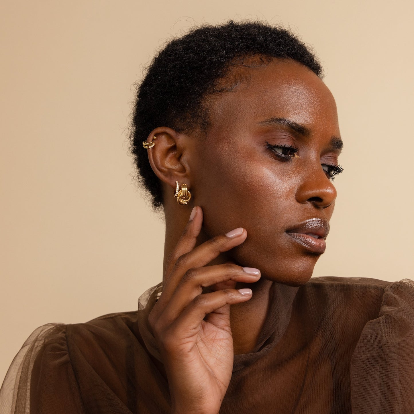 Mini Double Hoop Stud Earrings